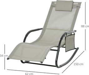 Krzesło Bujane Outsunny Fotel Ogrodowy Metalowa Siatka Komfort i Design Czarny Jasnoszary | Aosom PL