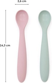 Różowo-turkusowe plastikowo-silikonowe łyżeczki dla dzieci zestaw 2 szt. Lili – Kave Home