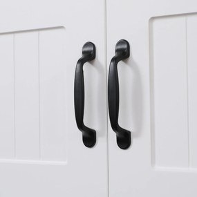 HOMCOM Kuchenny szafka Bufet kuchenny Szafka, Styl wiejski, 2 szafki, 2 półki, 70 cm x 40 cm x 170 cm Biały + Czarny