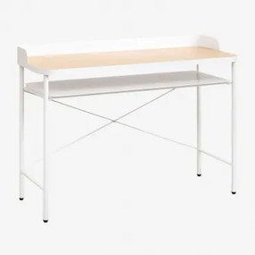 Biurko 120x50 Cm Ze Stali I Mdf Kerobert Jasny Drewniany Brąz - Kość Słoniowa - Sklum