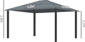Outsunny Pawilon ogrodowy hardtop 4 2x3 6 m z zasłonami i moskitierą aluminiowa konstrukcja brąz kremowy | Aosom PL