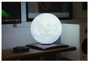 Ciemnobrązowa lampa stołowa LED z litego drewna orzechowego (wysokość 19,5 cm) Smart LunaSpin – Gingko