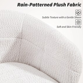 HOMCOM Fotel biurowy z tapicerką z aksamitu, designem wanny, krzesło obrotowe na kółkach, stalowa podstawa, kremowy+czarny