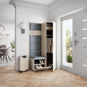 Masseno Garderoba LORI 95/181/51 cm Nowoczesna Szafa do Przedpokoju Kaszmir, MONOLITH 85 (Szary)