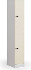 Szafka skrytkowa S1, 2 schowki, 1850 x 300 x 500 mm, zamek mechaniczny z kodem, drzwi laminowane, brzoza