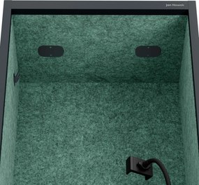Kabina akustyczna SALLY MentalBox 600 mm – antracytowy korpus, zielone siedzisko