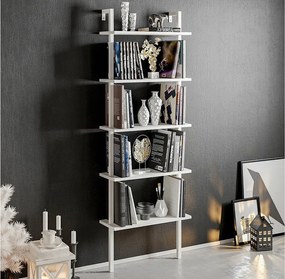 Regał w stylu skandynawskim, biały, 60 x 174 x 22 cm | Płyta wiórowa pokryta melaminą w 100%, grubość 18 mm, nogi metalowe | Możliwość monta