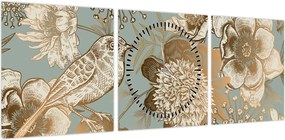 Obraz - Ogród z ptakiem (z zegarem) (90x30 cm)