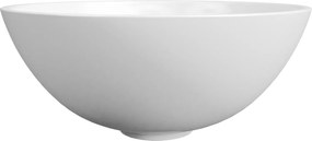 Umywalka ceramiczna nablatowa okrągła biała błyszcząca bez otworu na baterię 32 cm MALO z powłoką easy clean