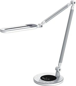 Srebrna lampka na biurko LED z panelem A6-S21