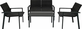 Zestaw mebli ogrodowych z rattanu - czarny