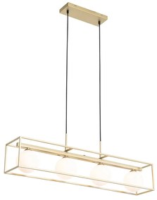 Designerska lampa wisząca złota z białym szkłem 4-światła - AniekDesignerski Oswietlenie wewnetrzne