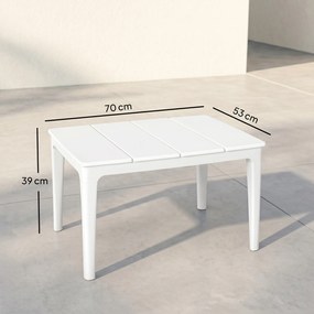 Outsunny Stolik Pomocniczy 70 x 53 cm Odporny na Warunki Atmosferyczne z Tworzywa Sztucznego, Prostokątny, Udźwig 35 kg, Kremowobiały | Aosom PL