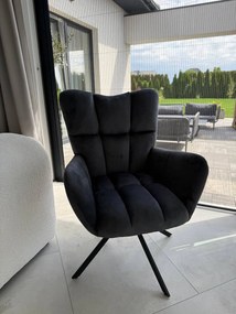 Fotel wypoczynkowy do salonu obrotowy, welurowy szary, FW1