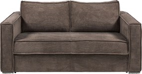 Kanapa 4-osobowa rozkładana typu express z brązowego sztruksu - Miejsce do spania z szerokimi listewkami 160 cm - Materac 18 cm - LORETO