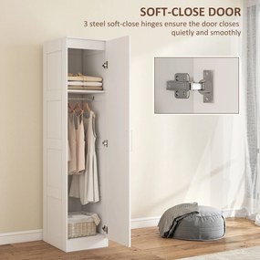 HOMCOM Szafa wielofunkcyjna z drążkiem, półką, drzwiami Soft-Close 40 x 52 x 180 cm Biała