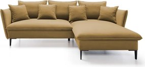 Narożnik GLOSS Prawostronny z funkcją spania, zestaw z poduszkami wolnostojący tkanina RIVIERA 61 Burgundowy WERSAL