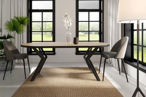 Okrągły stół rozkładany z czarnym obrzeżem ABS Randi 120 cm, styl loft