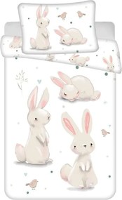 PrzytulneMieszkanie.pl PrzytulneMieszkanie.pl Bawełniana pościel do łóżeczka BUNNIES biała Rozmiar pościeli: 40 x 60 cm | 100 x 135 cm