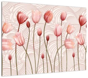 Obraz na szkle - Różowe tulipany (70x50 cm)