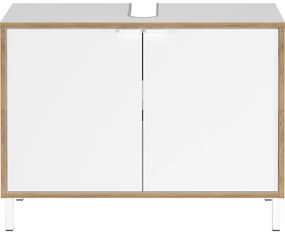 Biała wysoka szafka pod umywalkę 80x60 cm Topeka – Germania