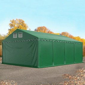 TOOLPORT 6x8m Namiot magazynowy - 2,6 m wysokość ścian bocznych, PVC 800, ciemnozielony, ze statyką (podłoże gruntowe) - (57637)