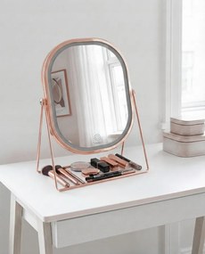 Lusterko Do Makijażu PREMIUM Kosmetyczne POŁYSK Metalowe PODŚWIETLANE LED