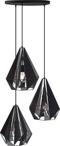 Industrialna lampa wisząca czarna z siatką 3-światłowa - Carcass
