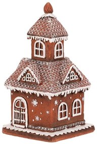 Dekoracja świąteczna Domek z piernika, polyresin, LED, brązowy