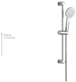 Zestaw prysznicowy ze stali nierdzewnej w kolorze srebra ze słuchawką prysznicową/z drążkiem z suwakiem 60 cm No. 2 – Allstar
