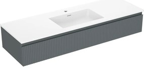 Mexen Rivel szafka łazienkowa 140 cm z umywalką Otis, 1 szuflada, ryflowana , grafit mat/biała mat - 91A20-14023-1-BF66-W18M0