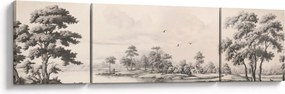 Obraz - Rysunek krajobrazu w stylu vintage (170x50 cm)