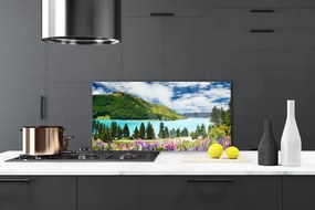 Dekor Szklany do Kuchni Panorama Alpejskiego Jeziora