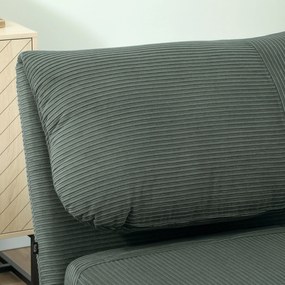 HOMCOM Fotel do Spania 2 w 1 z Regulowanym Oparciem i Poduszką, Welur Kordowy 82 cm x 89 cm x 83 cm Zielony