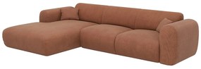 Kanapa narożna lewostronna dużych rozmiarów z  terakotowego weluru  - POGNI marki Maison Céphy