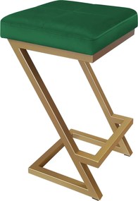 Hoker ZETA krzesło barowe tkanina Welur podstawa metalowa LOFT : Kolor Stelaża - Złoty, Kolor tkaniny - VELVET - MG25