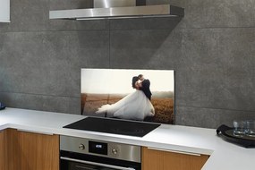 Panel szklany do Kuchni Para Młoda pod Błękitnym Niebem