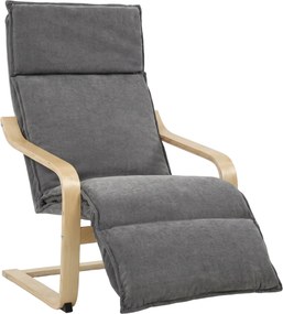 HOMCOM Fotel lounge do salonu z podnóżkiem, wygląd lnu Nowoczesny fotel bujany z funkcją kołysania Ciemnoszary | Aosom PL