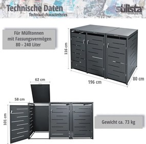 STILISTA Kontener na pojemniki 201 x 80 x 116 cm, antracytow