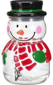 Szklany dyspenser do napojów 6,5 L z ręcznie malowanym wzorem bałwana