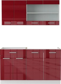 Pojedyncza kuchnia czerwony wysoki połysk/biały 140x60x81.6 r-line