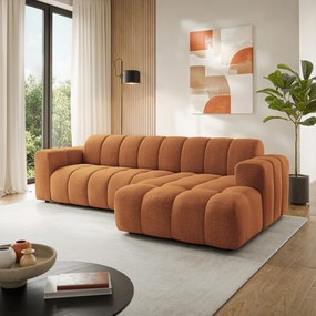 Masseno Narożnik SETIA Prawostronny L-Kształtny, Nowoczesna Sofa narożna, Tkanina Strukturalna - Miedziany, ARAGON 56