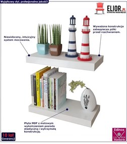 Zestaw nowoczesnych półek ściennych Akra - biały