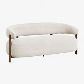 Sofa Dwuosobowa Z Tkaniny Chenille I Żelaza Jolie Brązowy Ciemny Drewno & Kremowo-beżowy Szenil - Sklum