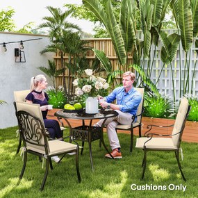 Outsunny Zestaw 4 Beżowych Poduszek na Krzesła 108 x 50 x 5 cm z Taśmami do Wewnątrz i Na Zewnątrz