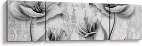 Obraz - Czarno-białe kwiaty na tle (170x50 cm)