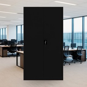 Dwudrzwiowa szafa aktowa z sejfem Tomasz 90x45x185 cm, czarna