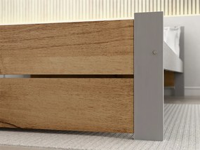 Łóżko IKAROS DOUBLE 90 x 200 cm, dąb artisan/szary Stelaż: Ze stelażem listwowym rolowanym elastycznym, Materac: Bez materaca