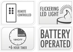 Woskowane świece stołowe z LED, 25 cm