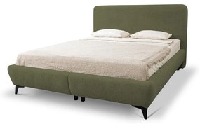 Zielone tapicerowane łóżko dwuosobowe ze stelażem i schowkiem 180x200 cm Makapu – Makamii